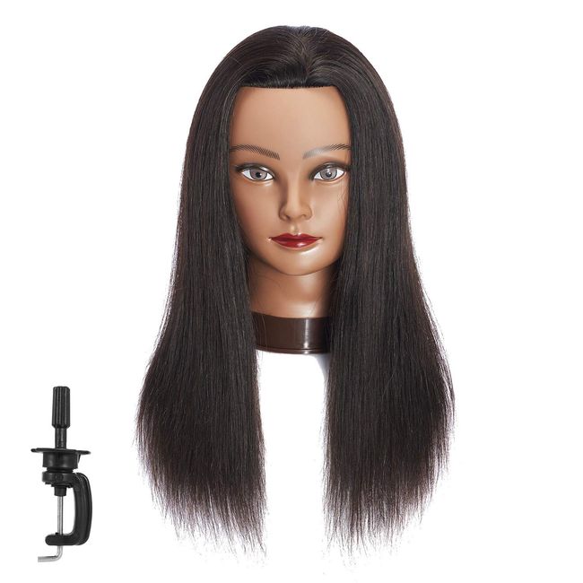 Traininghead 100% Human Hair Mannequin Head Hairdresser Training Head Cosmetology Manikin Head Doll Head With Free Clamp (Blond)