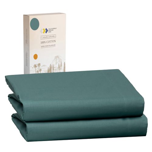 California Design Den Pillow Cases Standard Size Set of 2 - Soft 100% Cotton, Cooling Sateen, Durable, Soft and Breathable, Fits Queen and Standard Size Pillows - Teal