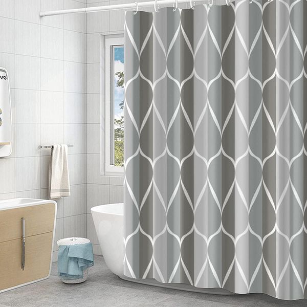 GERUIKE Grey Shower Curtain 180 x 180 cm - Weighted Shower Curtains Mould Proof Resistant, Machine Washable Bath Curtain with 12 Shower Curtain Rings, Polyester Fabric Bathroom Curtains, Mixed Grey