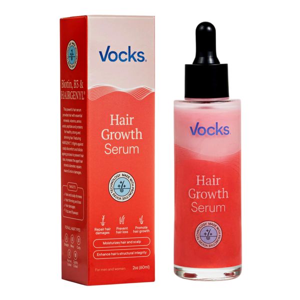 Vocks Hair growth serum for woman and men - Anti Thinning and Hair Loss Treatment - Hair regrowth Treatment – 2oz (One Month Supply)