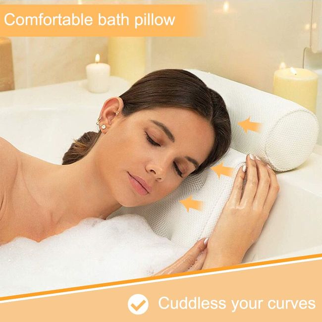 Bath Pillow Ultra Thick Ergonomic Spa Pillow with Neck Shoulder Back  Support
