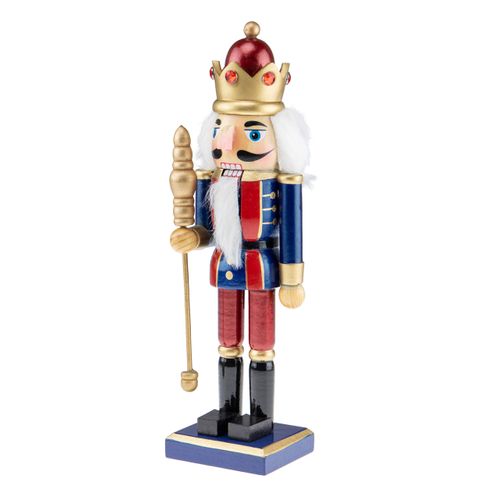 Clever Creations Blue King 10 Inch Traditional Wooden Nutcracker, Festive Christmas Décor for Shelves and Tables