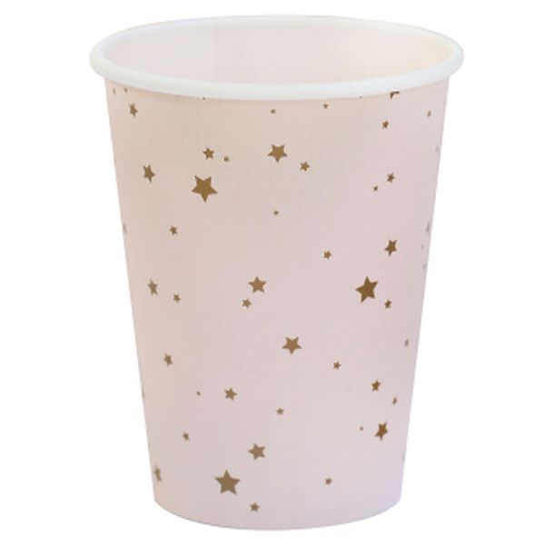 Ginger Ray Pink and Gold Star Princess Birthday Paper Party Cups Pack of 8,11 cm