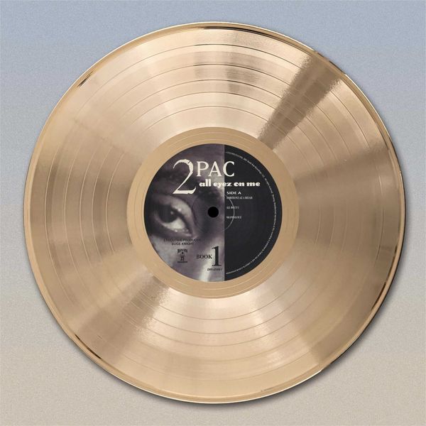 2 Pac "All Eyez On Me" Gold LP Record wall art