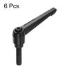 sourcing map 6pcs Adjustable Clamping Lever Handles M10 x 40mm Male Thread Bolt Knobs Rotating Screw Locking Quick Release Ratchet Push Button Handle, Black