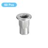sourcing map M4 Half Hex Body Rivet Nuts, 60pcs 304 Stainless Steel Flat Head Threaded Insert Nuts
