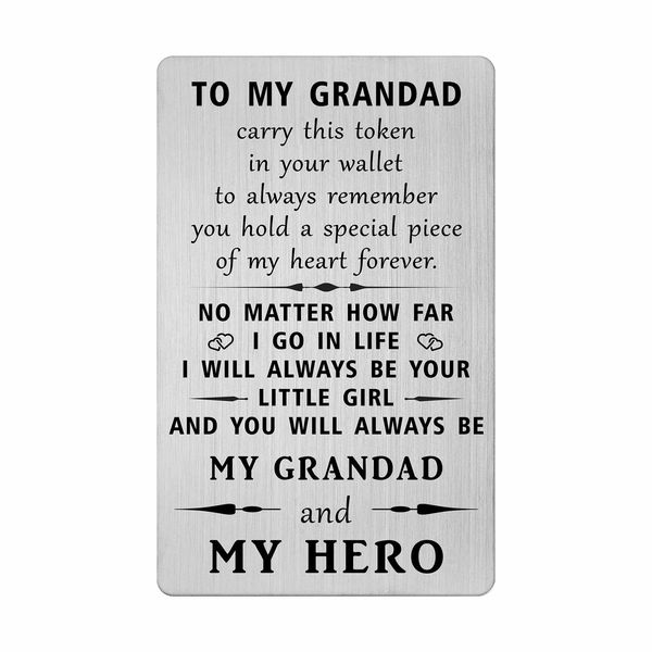 HYHYDHP Grandad Gifts Wallet Card from Grandchildren, Grandad Birthday Cards Gifts from Granddaughter Grandkids, Grandad Personalized Fathers Day Gift, Christmas Ideas