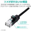 Elecom ECLD-GPAM/BK20 LAN Cable CAT6A 6.6 ft (2 m) Nail Breaking Prevention Mesh Cable Black