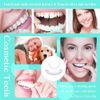 Shxxyljh 1Set Dentures Veneers Tooth,Temporary Smile Snap Tooth,Dental Care Kits for Anti Molar Orthodontic Cosmetic Teeth(White,1Top+ 1Bottom+2Adhesives+1Tweezers+1Heart-Shaped Storage Box）