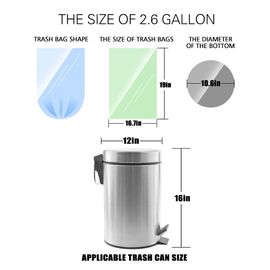 2.6 Gallon 120 Counts Strong Trash Bags Garbage Bags by Teivio, Bathroom  Trash Can Bin Liners, Small Plastic Bags for home office kitchen, Clear