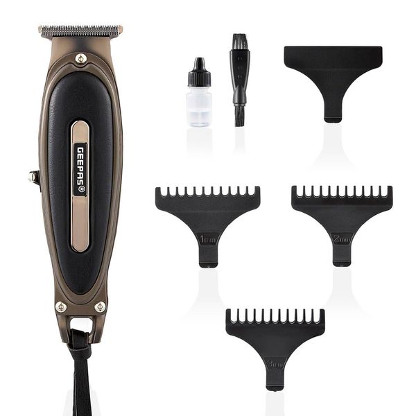 GEEPAS Cordless Hair Clipper for Precise Haircuts with LED Display Professional Grooming Tool, Multifunctional Hair Clipper - Black