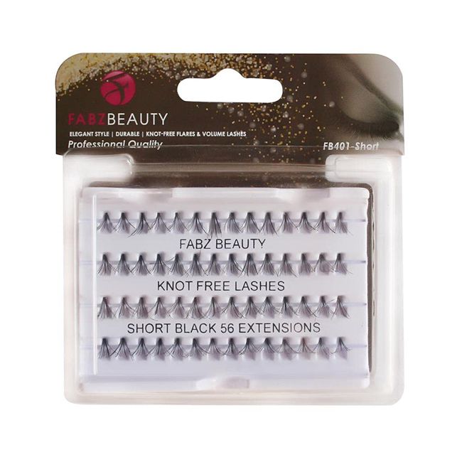 Fabz Beauty False Lashes Duralash Individual Naturals Knot- Free Eyelash Extensions Short/Medium/Long Black (Short 8mm)