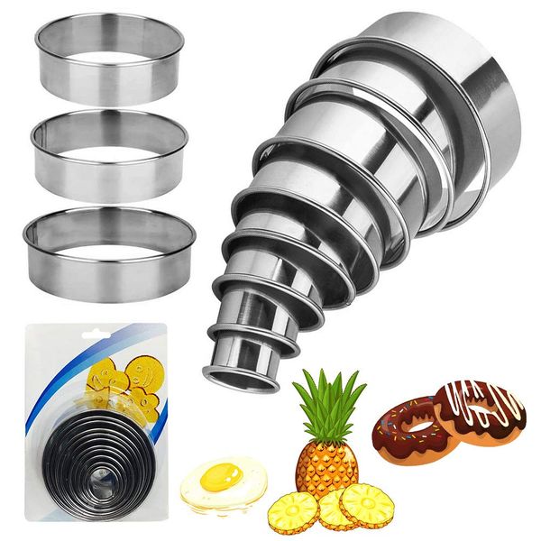 11 Pcs Pastry Cutters Round, XCOZU Round Cookie Cutter Set Biscuit Cutters/Ring Scone Cutter, Stainless Steel Metal Circle Cookie Cutter for Pastry, Donut, Fondant, Baking, DIY Cake