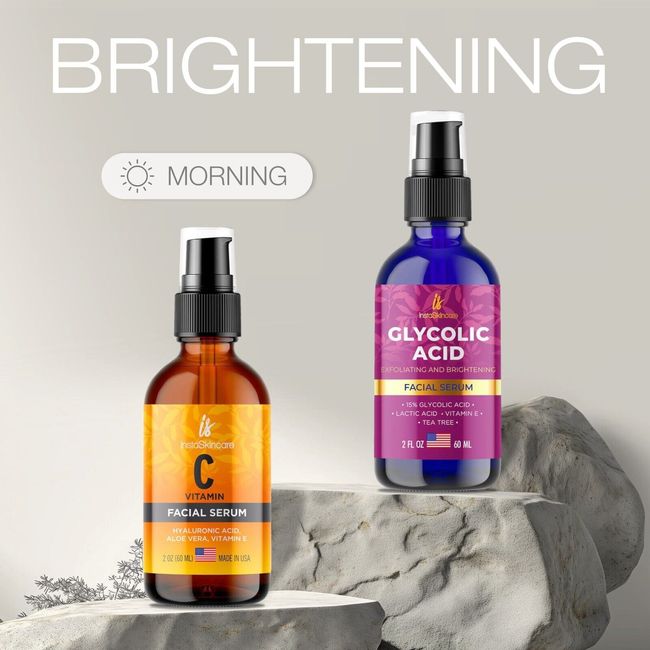 Skin Brightening Bundle Vitamin C 2 oz & Glycolic 2oz Serums