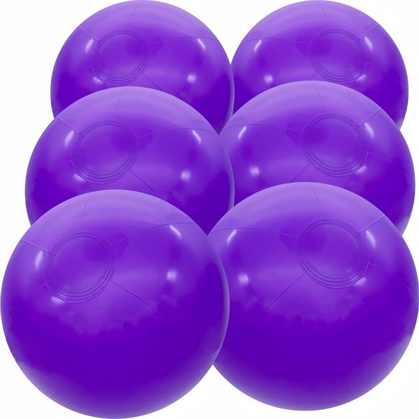 GCQJOQ Inflatable Beach Balls, Solid Purple, 12 Inch Diameter, Set of 6, for Parties, Beach, Pools & Play