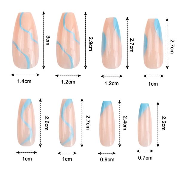 Natuce 24 Stück Französischer Nägel Zum Aufkleben, Natürlich Acrylic Künstliche Nägel mit Nagelkleber, Glossy Kunstnägel Selbstklebende Press on Nails für Frauen und Mädchen