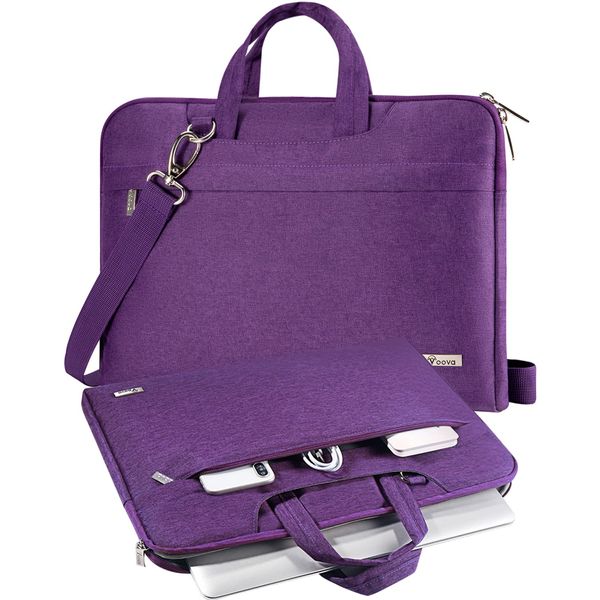 V Voova Laptop Bag Carrying Case 13 13.3 14 inch with Shoulder Strap for Women, Slim Computer Sleeve Compatible for MacBook Air 13 M1/M2,MacBook Pro 13/14,13.5" Surface Laptop,Chromebook 14, Purple