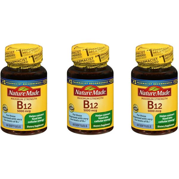 Nature Made Vitamin B-12 5000mcg Max Softgel 60ct (3 Pack)