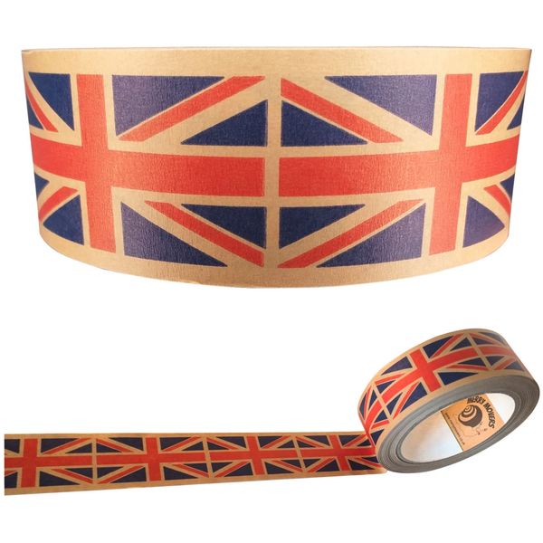 Merry Movers Coronation Decorations, Union Jack, Packing Tape, Paper Tape for Wrapping Paper, Union Jack Gifts, Union Jack Ribbon, instead of Union Jack Stickers - 37.5mm/50m –1 roll