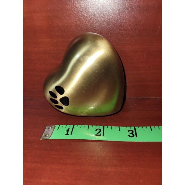 Heart Paw Print Memorial Urn for Ashes - BRASS Heart Paw Print Pet Small Urn