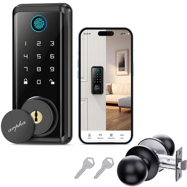 ARPHA Keyless Entry Smart Door Lock+Handle Fingerprint Deadbolt App Auto Lock