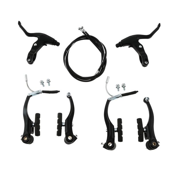 Alu V Brake Set, Fahrrad V Bremsen Komplett Set mit Bremshebel, V Bremsen Set, Fahrradbremsen Set, Handbremse Fahrrad Vorne & Hinten Set, Fahrradersatzteile für Mountainbike MTB Rennrad Fahrrad