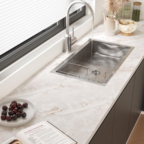 CHIHUT Cream Marble Countertop Contact Paper Waterproof Peel and Stick Countertops Matte Marble Wallpaper 12''x472'' Self Adhesive Removable Vinyl Wrap for Kitchen Bathroom Counter Top Stick Paper