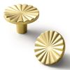 QZKJQDD 2 Pack Brushed Gold Cabinet Knobs, Brass Kitchen Solid Round Dresser Drawer Knobs, Simple Cabinet Hardware for Cupboard Drawer Pulls Zinc Alloy