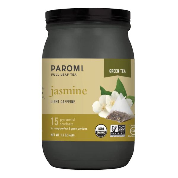 Paromi Jasmine Organic Green Tea, Signature Jar, 15 Count