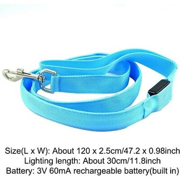 POHOVE LED Dog Leash,Nylon USB Rechargeable Flashing Pet Visible& SafeDog Collar