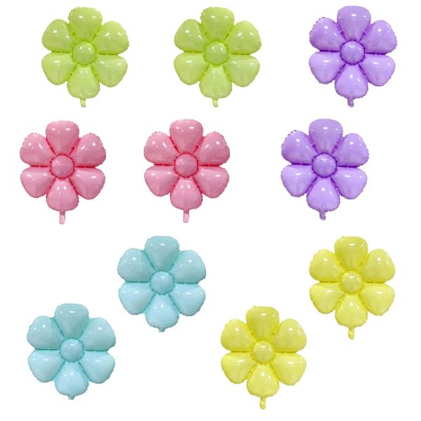 10 Pcs Daisy Balloons,Flower Theme Party Supplies Flower Aluminum Foil Balloons Birthday Wedding Baby Shower etc Party Decoration