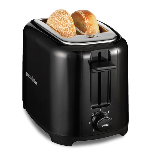 Proctor Silex 2-Slice Toaster with Extra Wide Slots for Bagels, Cool-Touch Walls, Shade Selector, Toast Boost, Auto Shut-off and Cancel Button, Black (22305)