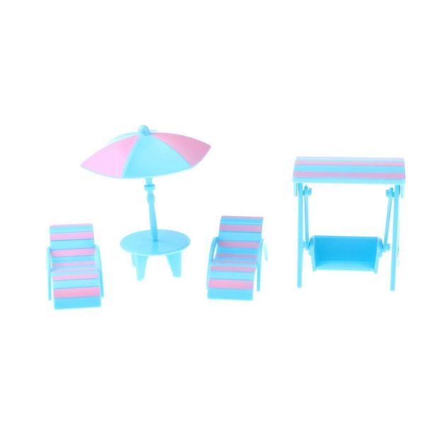 1/12 Dollhouse Miniature Beach Accessories Lounge and Swing Set Fairy Garden Kits