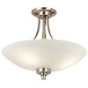 Kaden Decorative Satin Chrome Finish E27 LED Compatible Semi Flush Ceiling Light with White Lined Painted Shade