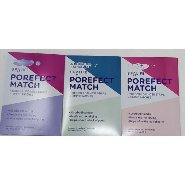 SPALIFE  Hydrocolloid 3 Nose Strips + Pimple Patches 24 Ct. Lot of 3