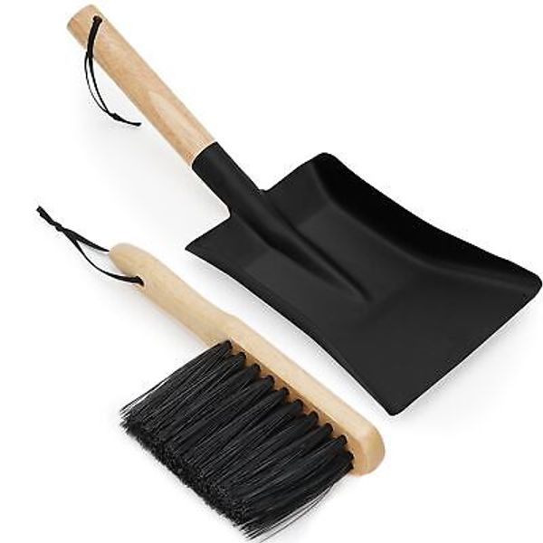 Fireplace Shovel & Brush Set Large Ash Shovel and Hearth Brush with Wooden Ha...