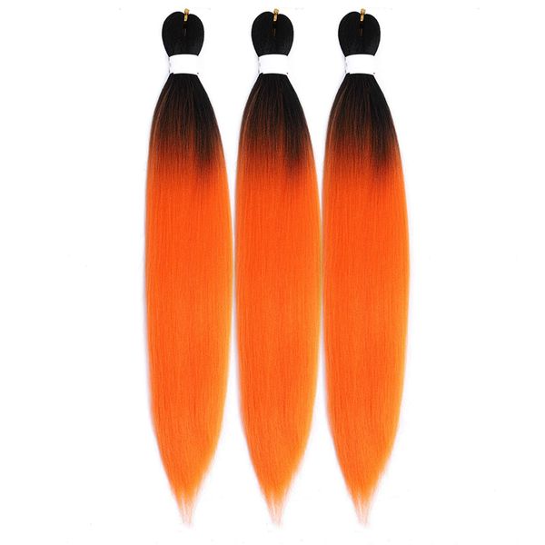Ombre Orange Braiding Hair Pre Stretched Braids Kanekalon Braiding Hair Extensions