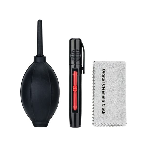 Camera Cleaning Kit 3-in-1 Reinigungsset für DSLR Kamera und Objektiv (Power Blasebalg, Reinigungsstift und Mikrofasertuch zur Reinigung)