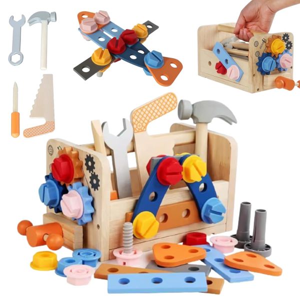 Toddler Tool Set - 4 Toy Tools and 31 PCS Kids Tool Box - Construction Play Set for 3 4 5 6 Year Old Boys and Girls Educational STEM Birthday Present or Gift!