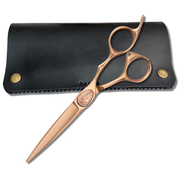 Gold Hair Scissors for Professional Hairdressers - 6 Inch Saki Shears Ikigai Gold Hair Shears - 440C Steel - Razor Sharp Cutting, Durable