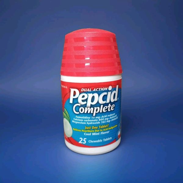 PEPCID COMPLETE Dual Action Chewable Tablets 25ct. Cool Mint Flavor.