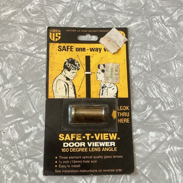 Vtg NOS US Home Security Door Viewer 160° Angle Brass/Glass