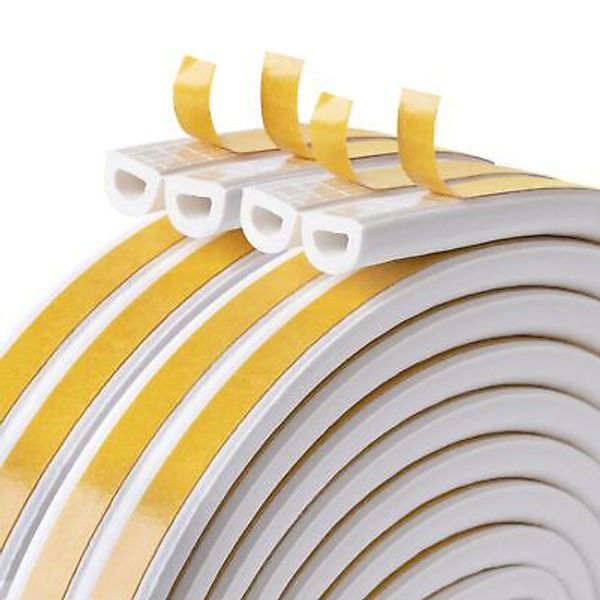 Weather Stripping for Door, Insulation Seal Strip, Self-Adhesive 33Ft White