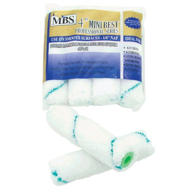 MBS 4PC 4" Mini Roller Covers with 1/4" Nap Premium Microfiber Fabric