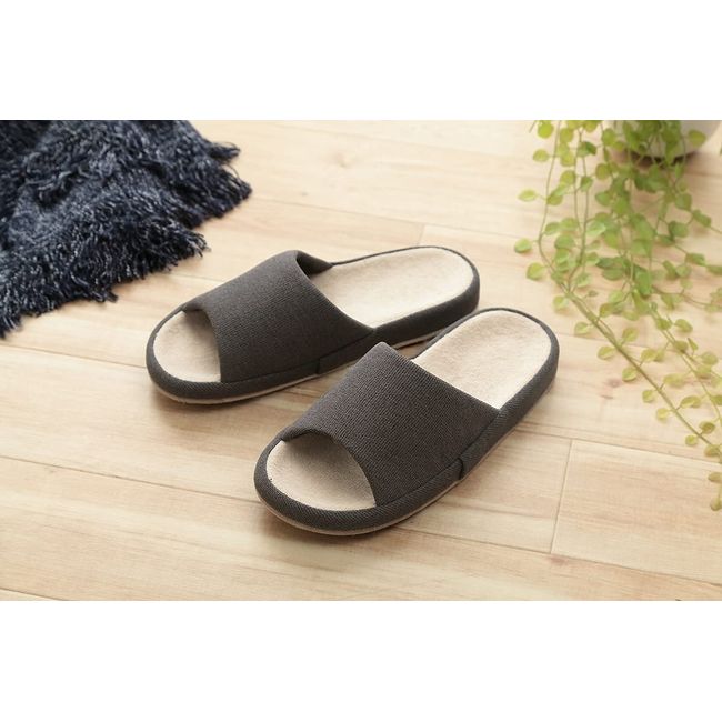 Ikehiko #7322939 Slippers, Room Shoes, Simple, Lind Comfort, Open Front, All Year, Gray, Size M, Indoor, Home, Office, Visitors, Home Work