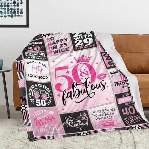 50th Birthday Gifts for Women, 50 Year Old Gifts for Women, Funny Gifts for Women Turning 50, 1975 Birthday Gifts Throw Blanket 60"X50", 50 Birthday Gift Ideas, Fifty Birthday Decorations for Woman