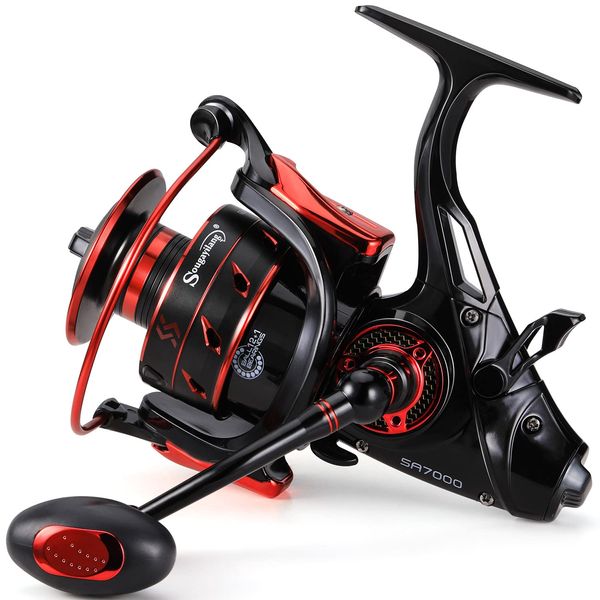 Sougayilang SA Carp Reel 5.5:1 High Speed Metal Spool, Powerful Spinning Fishing Reels 12+1BB Carp and Catfish Reel Feeder Fishing Reel + Spare Graphite Spool-4000