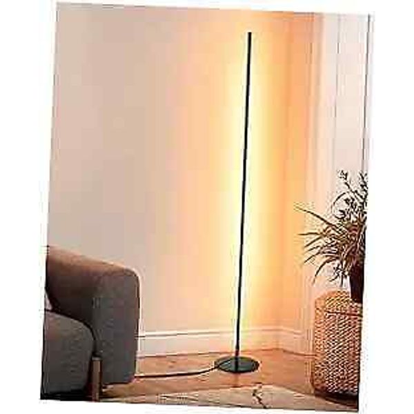 LED Corner Floor Lamp, 57.5" Minimalist Dimmable Lighting, Standing Tall Black