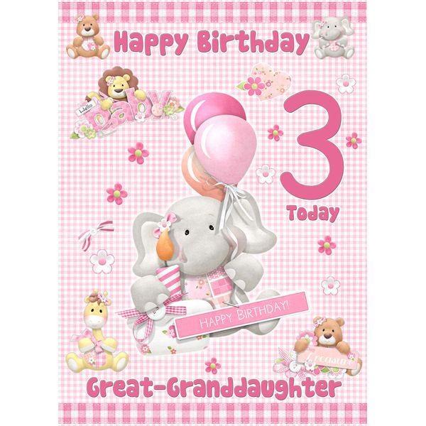 Great Granddaughter 3rd Birthday Card