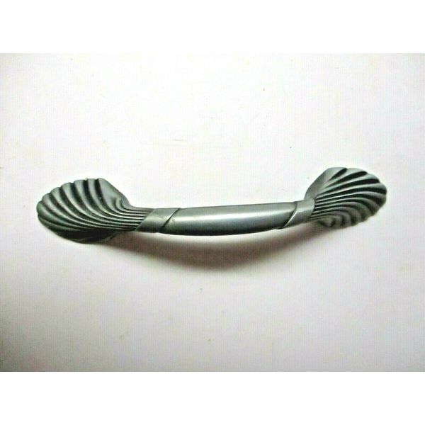 Drawer Pull Handle Antique Silver / Pewter 3" Screw Centers Ribbed 1990s Modern